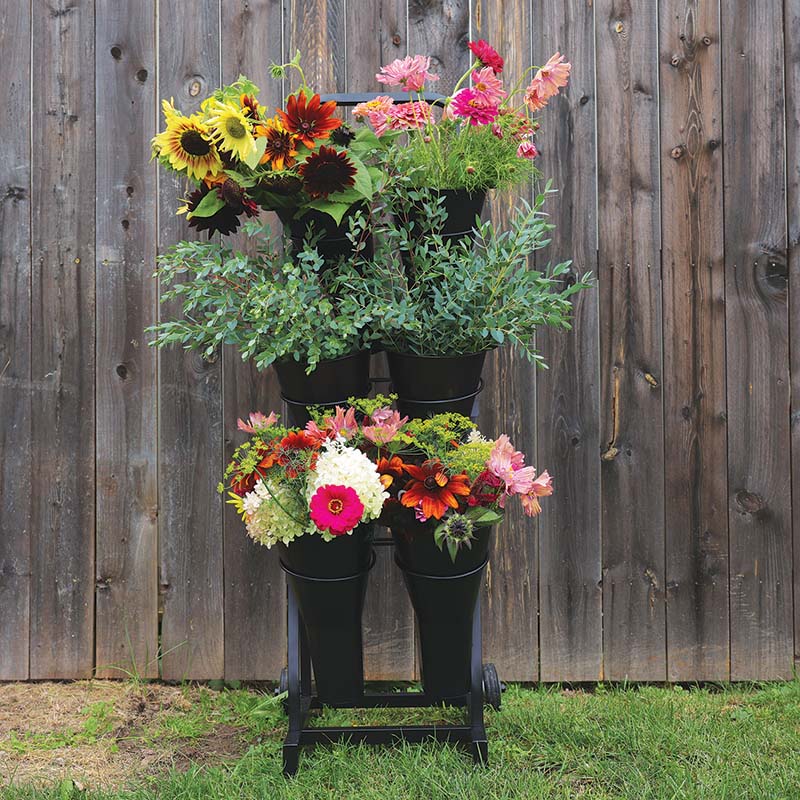 outdoor plant pot display stand Cut Flower Display 6 Bucket Stand