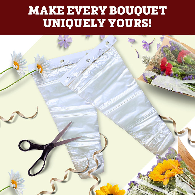 Large Clear Sealed Bottom Bouquet Sleeves